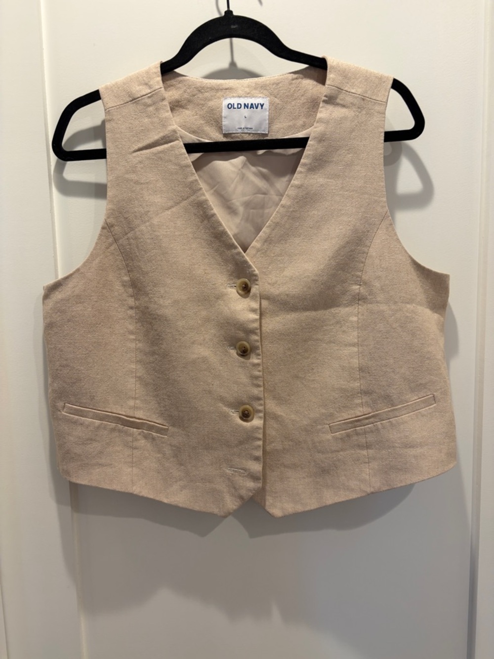 Old Navy Beige Linen Tailored Vest